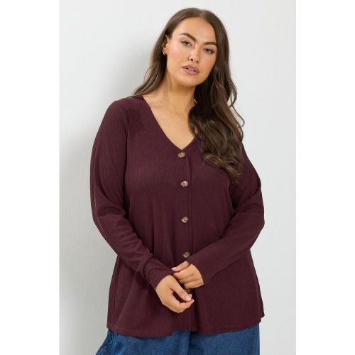 Top Violet En Crêpe Boutonné Sur Le Devant Size 50-52 - Yours - Modalova