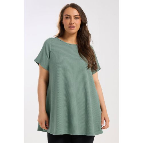 Top Évasé En Maille Côtelée Vert Sauge Size 54-56 - Yours - Modalova