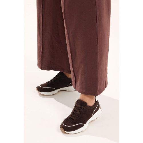 Baskets De Course En Suédine Marron Chocolat, Coupe Extra Large Eeesize 42E - Yours - Modalova