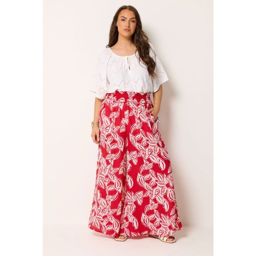 Pantalon Large Rouge À Imprimé Feuille De Palmier Size Regular > 44 - Yours - Modalova