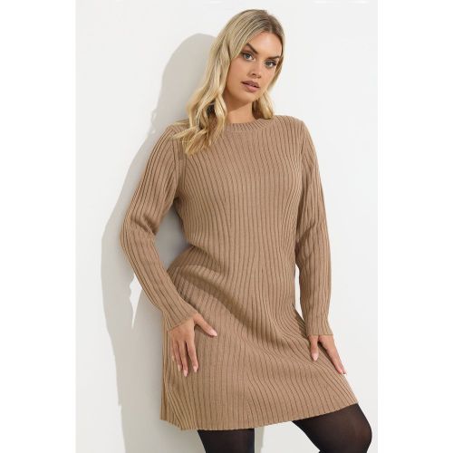 Curve Robe Pull Côtelée Marron Moka Size 50-52 - Yours - Modalova
