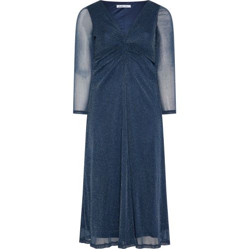 Robe Longue Bleu Marine Métallisée À Effet Noué Size 50 - Yours London - Modalova