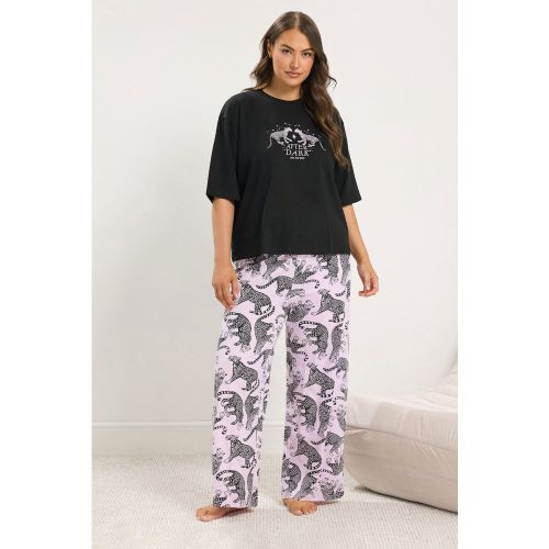Ensemble De Pyjama Large Noir À Imprimé Léopard Size 42-44 - Yours - Modalova