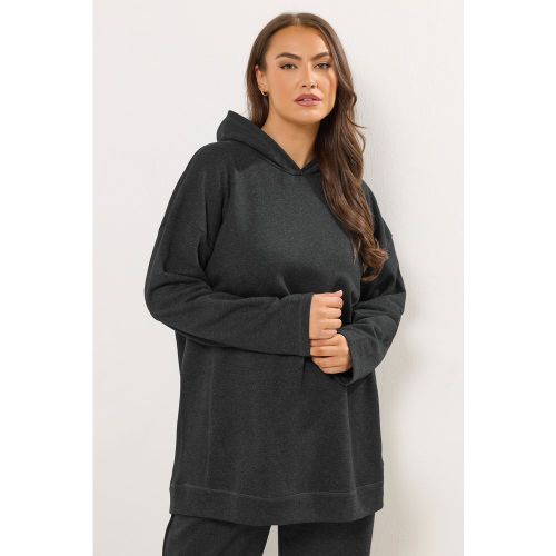 Sweat À Capuche Gris À Coutures Détaillées Size 50-52 - Yours - Modalova