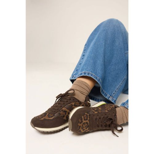 Baskets À Lacets Marron Léopard Avec Bandes Latérales, Coupe Large Eeesize 42EEE - Yours - Modalova