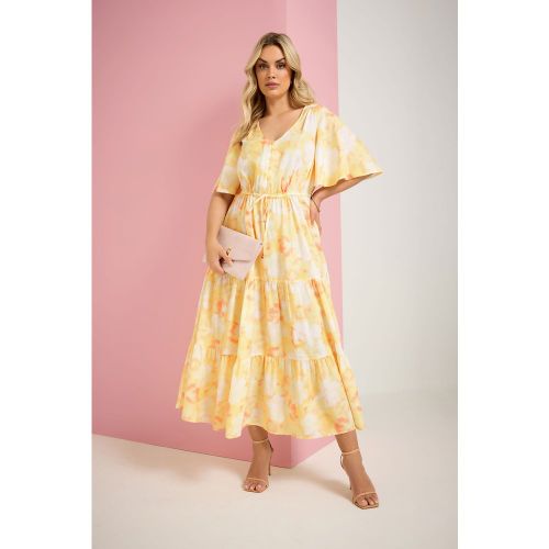 Robe À Volants Et Fleurs Jaune Size 46 - Yours - Modalova