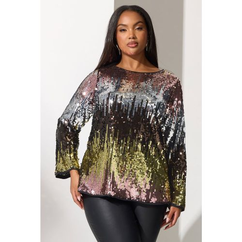 Haut Rose À Paillettes Ombrées Avec Nœud Dans Le Dos Size 44 - Yours London - Modalova