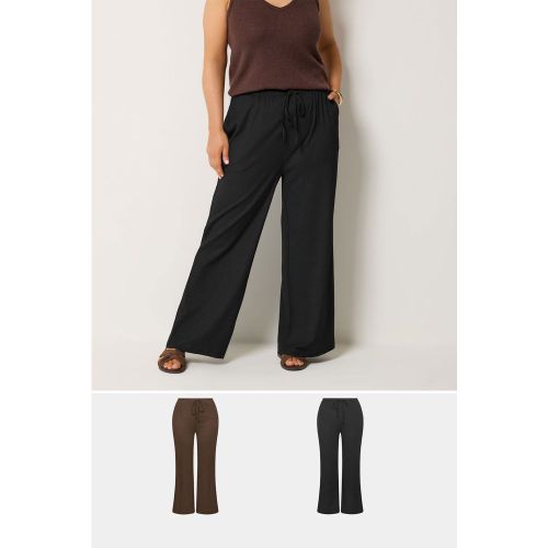 Lot De 2 Pantalons Larges Noir/Marron Size 54-56 - Yours - Modalova