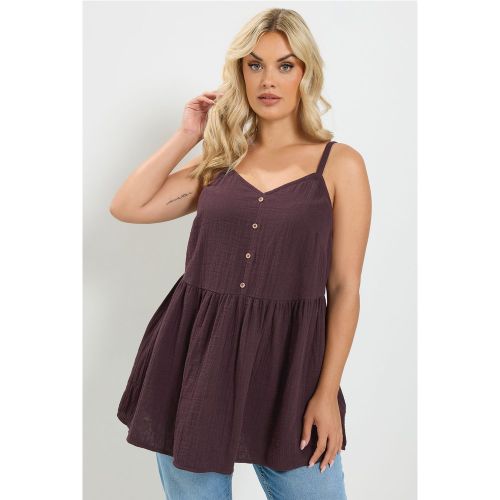 Top Sans Manches Marron Chocolat En Gaze Size 44 - Yours - Modalova