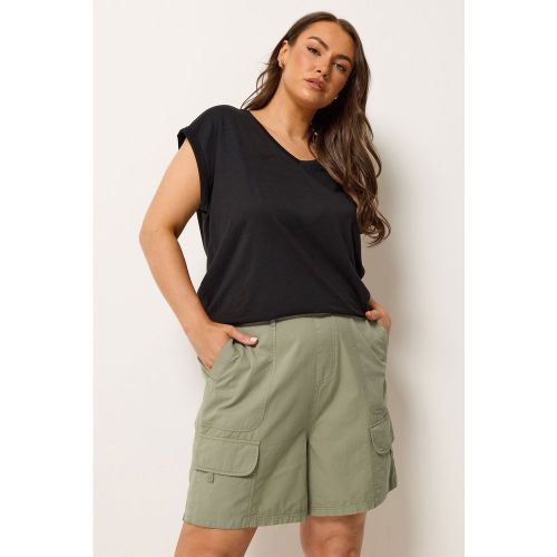 Short Cargo Vert En Popeline Size 44 - Yours - Modalova