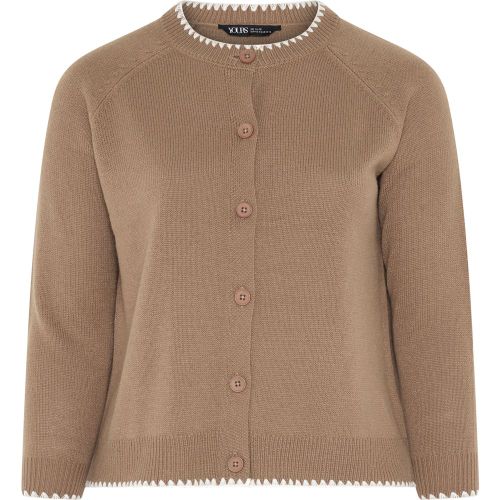 Cardigan Marron À Points De Feston Size 42-44 - Yours - Modalova