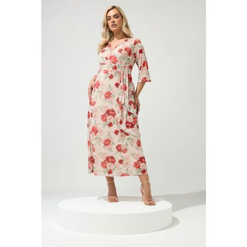 Robe Cachecœur En Mesh Ivoire À Fleurs Size 44 - Yours London - Modalova