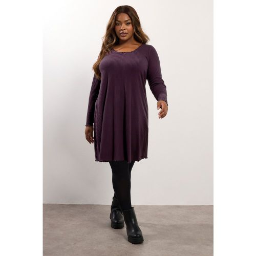 Robe Tunique Courte Côtelée Violette Size 44 - Yours - Modalova