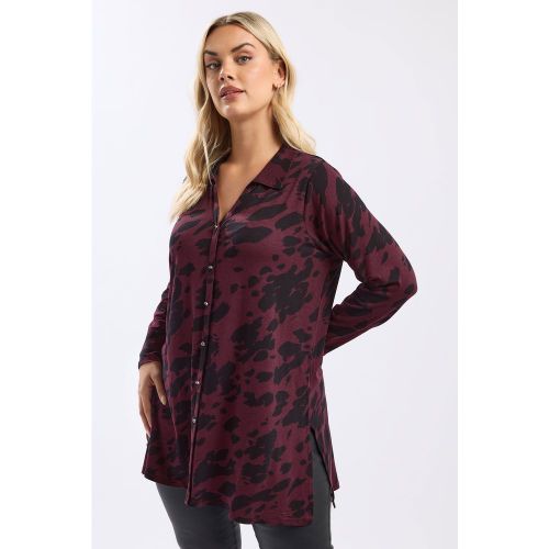 Chemise En Jersey À Imprimé Abstrait Rouge Bordeaux Size 42 - Yours - Modalova