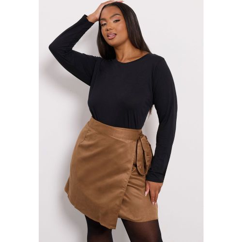 Minijupe Portefeuille En Faux Daim Marron Size 42 - Yours - Modalova