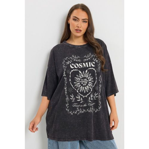 Tshirt Droit Gris Délavé « Cosmic » Size 48 - Yours - Modalova