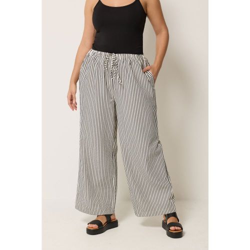 Pantalon Crème Et Noir À Rayures Size 48 - Yours - Modalova