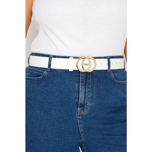 Ceinture Blanche Effet Cuir Double Boucle Dorée Size 34-36 - Yours - Modalova
