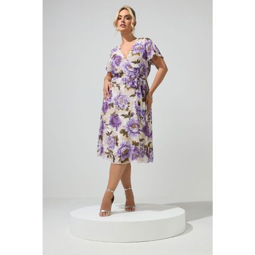 Robe Cachecœur Blanche Et Violette À Fleurs Size 42 - Yours London - Modalova