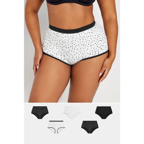 Pack Curve Black & White Star Print High Waisted Shorts - Yours - Modalova