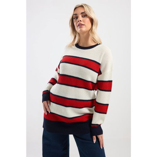 Pull Emmanchures Basses À Rayures Rouges Size 58-60 - Yours - Modalova