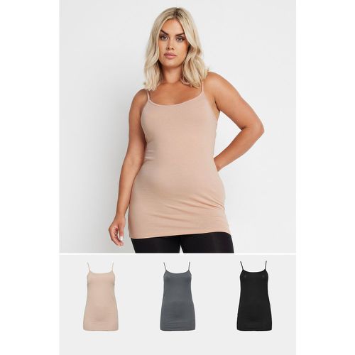 Curve 3 Pack Black & Nude Cami Tops, Grande Taille & Courbes - Yours - Modalova