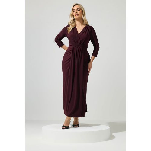 Robe Longue Violette À Effet Drapé Size 58-60 - Yours London - Modalova