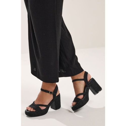 Sandales À Talons En Corde Noires, Coupe Large Esize 41EEE - Yours - Modalova