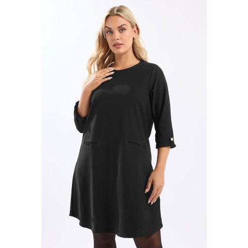 Robe Courte Droite Côtelée Noire Size 48 - Yours - Modalova