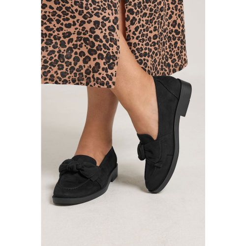 Mocassins Noirs À Nœud En Microfibre, Chaussant Large Esize 42E - Yours - Modalova
