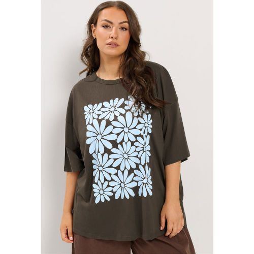 Tshirt Droit Marron Chocolat À Fleurs Size 44 - Yours - Modalova