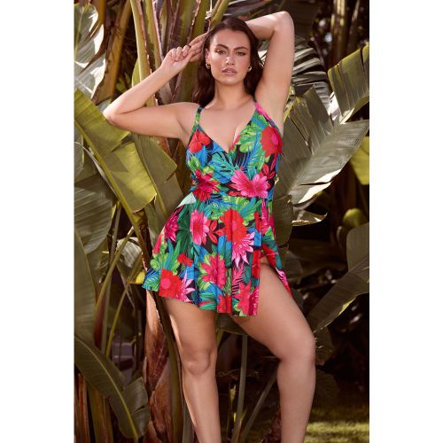 Robe De Bain Noire À Imprimé Tropical Size 42 - Yours - Modalova