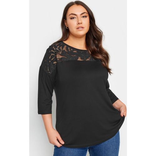 Top Noir Floral Encolure Arrondie En Jersey Size 50-52 - Yours - Modalova
