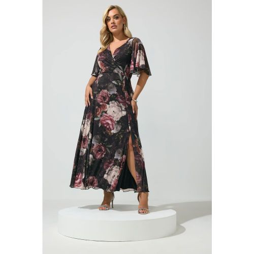 Robe Cachecœur Longue Noire À Fleurs Size 38 - Yours London - Modalova