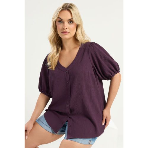 Chemisier Violet Texturé À Boutons Size 44 - Yours - Modalova