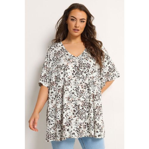 Top Plissé Blanc À Imprimé Léopard Size 46 - Yours - Modalova