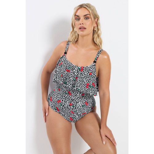 Maillot De Bain Volanté Blanc À Imprimé Léopard Size 42 - Yours - Modalova