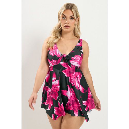 Haut De Tankini Noué Devant Noir À Fleurs Size 56 - Yours - Modalova