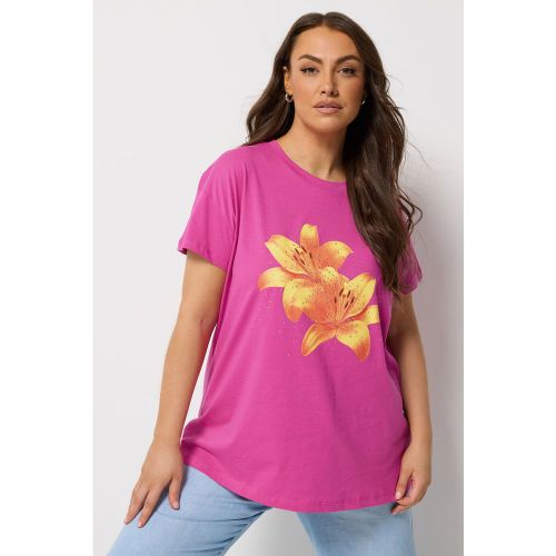 Tshirt À Motif Graphique Floral Rose Size 44 - Yours - Modalova