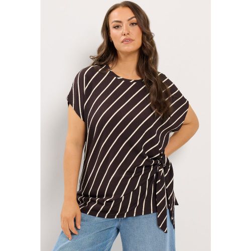 Tshirt Marron Chocolat À Rayures Avec Nœud Size 42 - Yours - Modalova
