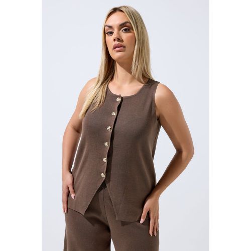 Gilet Sans Manches Marron Chocolat En Maille Size 46 - Limited Collection - Modalova
