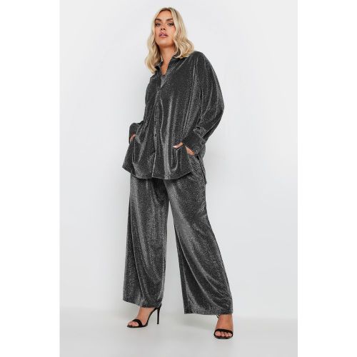 Pantalon Argenté Métallique Coupe Wide Leg Size 46 - Yours - Modalova