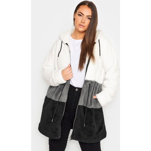 Gilet À Capuche Polaire Blanc & Noir Rayures , Grande Taille & Courbes - Yours - Modalova