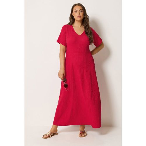 Robe Longue Texturée À Col En V Rouge Size 54-56 - Yours - Modalova