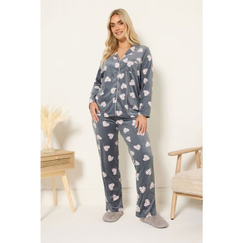 Ensemble De Pyjama En Polaire Gris À Imprimé Cœur Animal Size 54-56 - Yours - Modalova