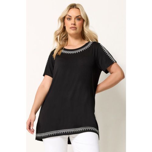 Tshirt Noir À Bordures Brodées Size 50-52 - Yours - Modalova