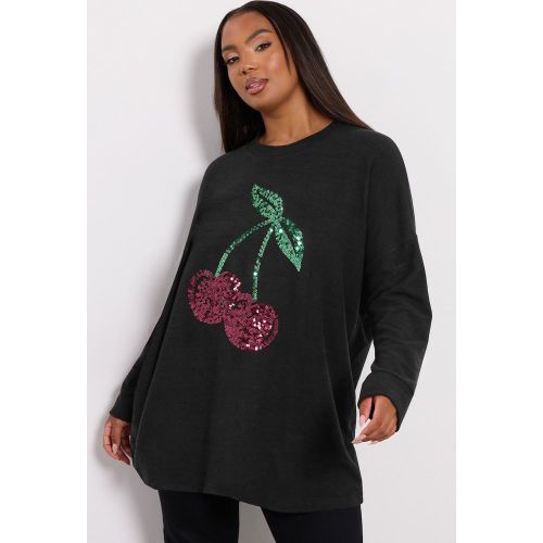Pull À Paillettes Noires Et Cerises Size 46 - Yours - Modalova