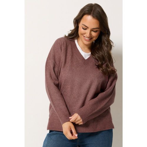Pull À Col En V Rose Foncé Au Toucher Doux Size 42-44 - Yours - Modalova