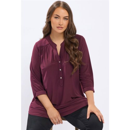 Chemise Rouge Vin À Demipatte Size 46 - Yours - Modalova