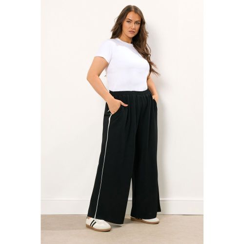 Pantalon Large Noir À Rayures Latérales En Néoprène Size 54-56 - Yours - Modalova